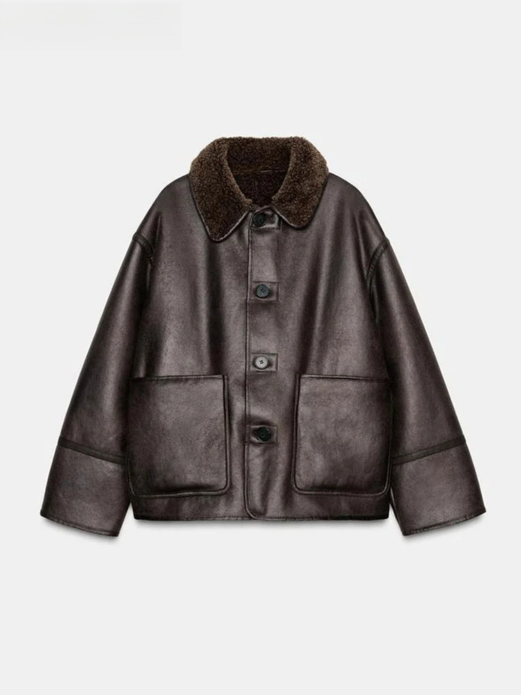 Women'S Fashion Utility Jacket - Модная двусторонняя однотонная куртка, женская однобортная