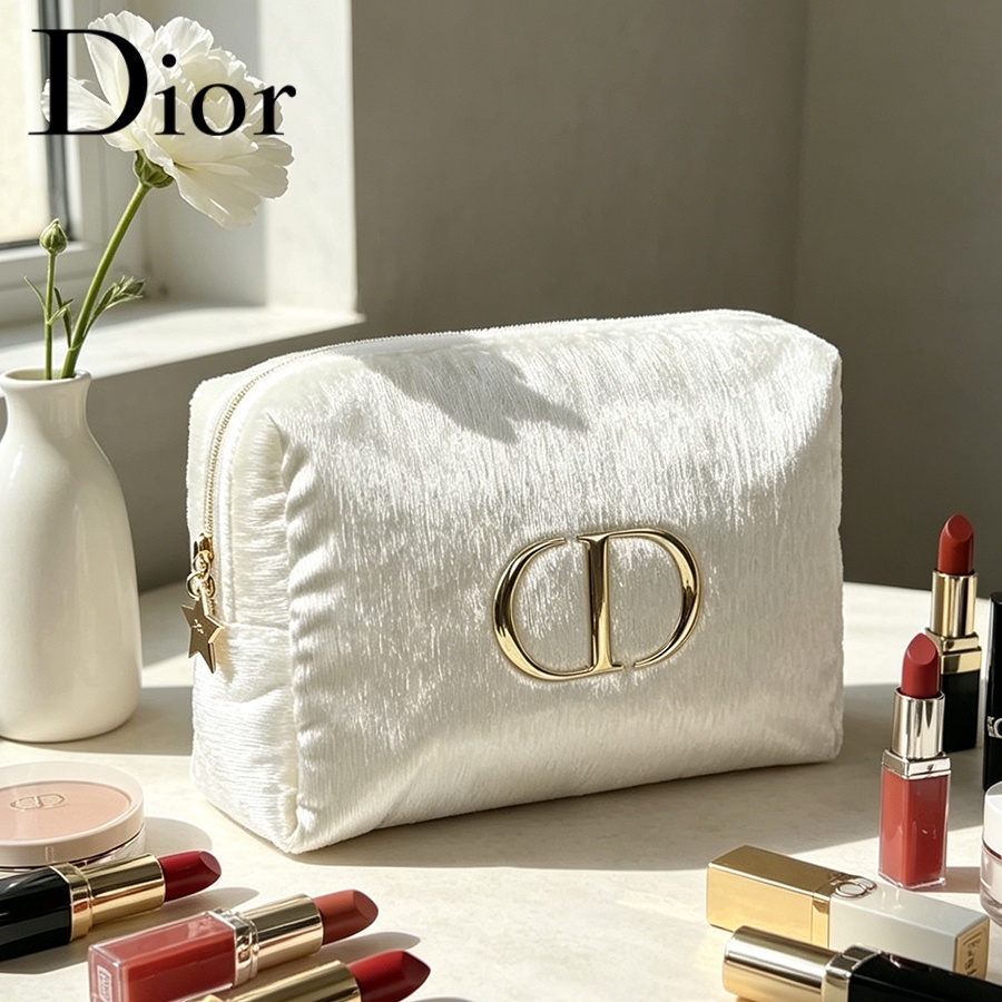 Women Fashion Logo Design - Сумка Dior из белого бархата, дорожная