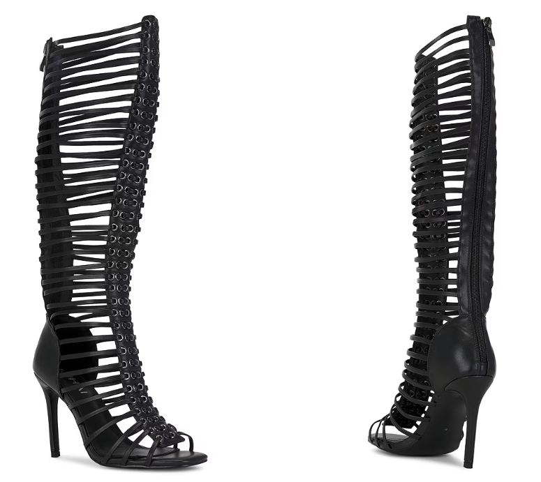 Women'S Fashion Boots - Женские черные босоножки-ботильоны на шпильке с