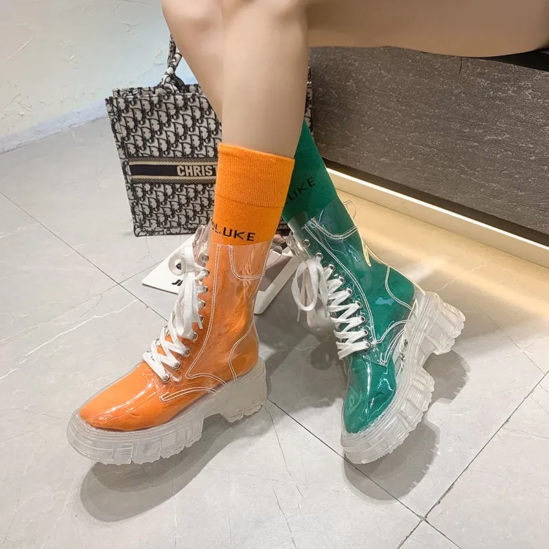 Women'S Fashion Rain Boots - Прозрачные ботинки на платформе 2026: Новые