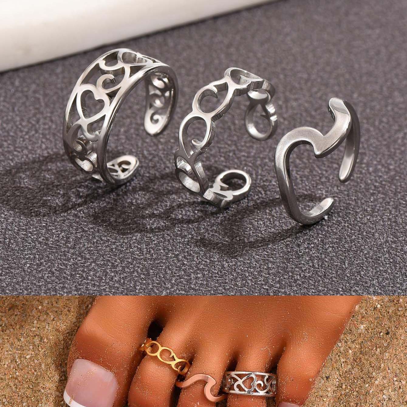 Women'S Fashion Rings Gold - Комплект колец с острым носком для