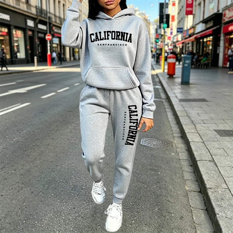 Women'S Fashion Winter 2026 - Городской повседневный модный костюм-двойка: худи и