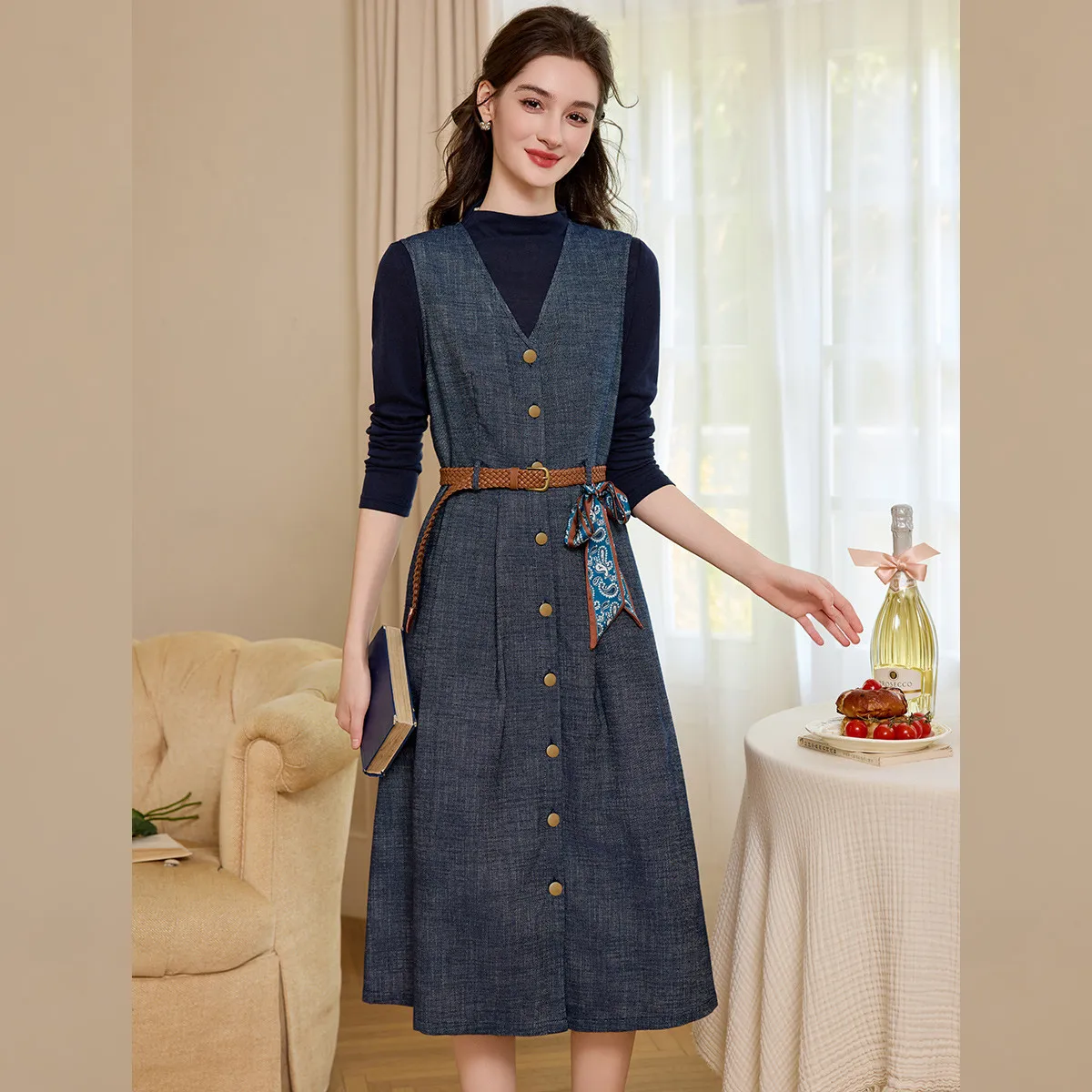 Комплект LOUISYAO: топ с высок – обзор и цена Belted Shirt Dress
