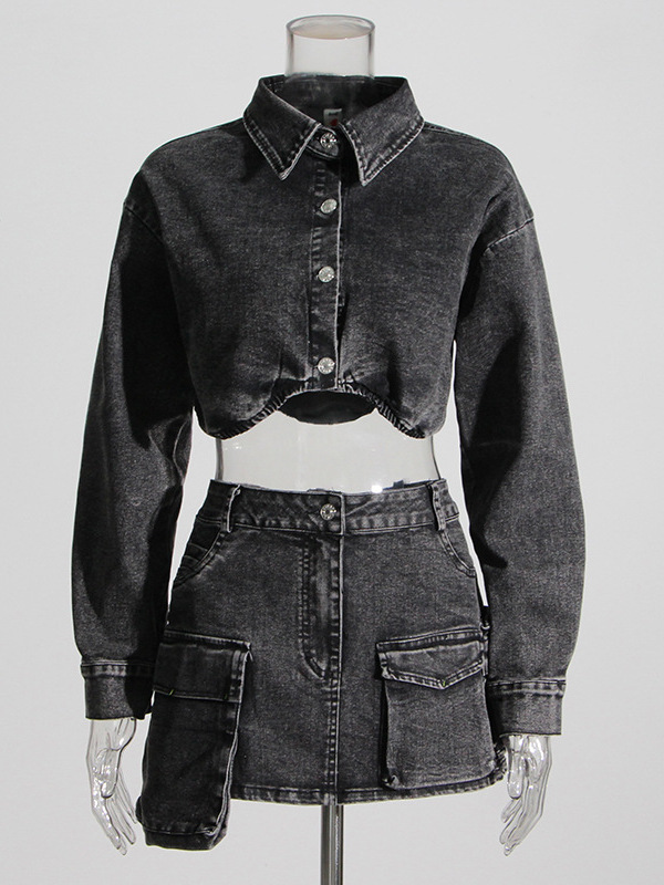   Дымчато-серый короткий джинс – обзор и цена Women'S Fashion Utility Jacket