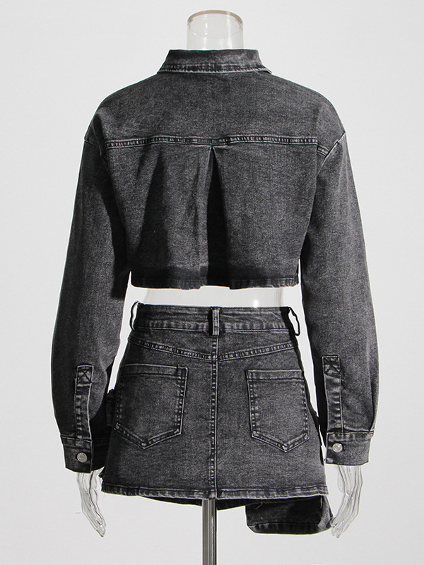   Дымчато-серый короткий джинс – обзор и цена Women'S Fashion Utility Jacket