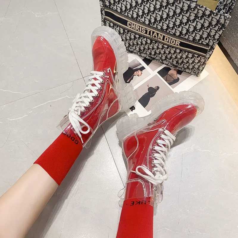 Прозрачные ботинки на платформ – обзор и цена Women'S Fashion Rain Boots