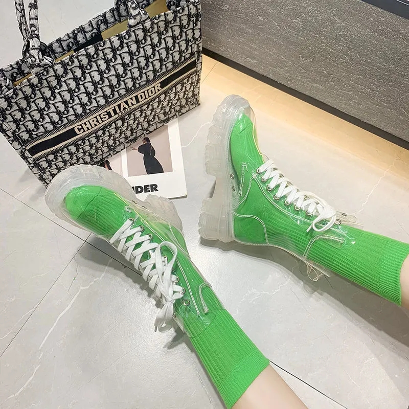 Прозрачные ботинки на платформ – обзор и цена Women'S Fashion Rain Boots