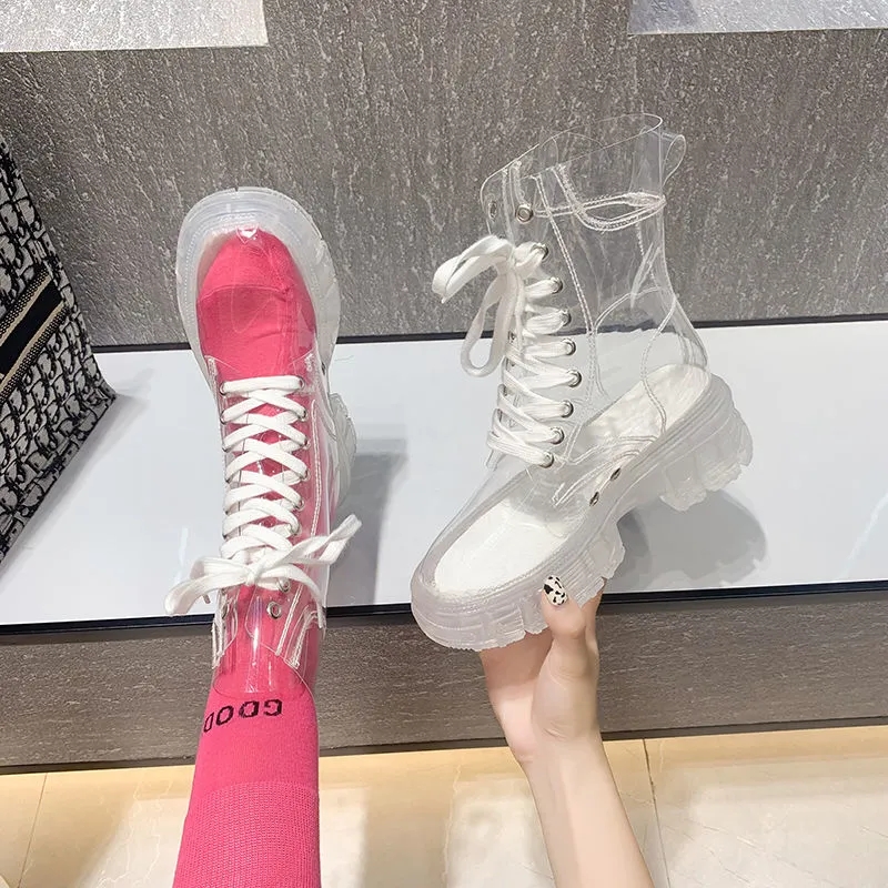 Прозрачные ботинки на платформ – обзор и цена Women'S Fashion Rain Boots