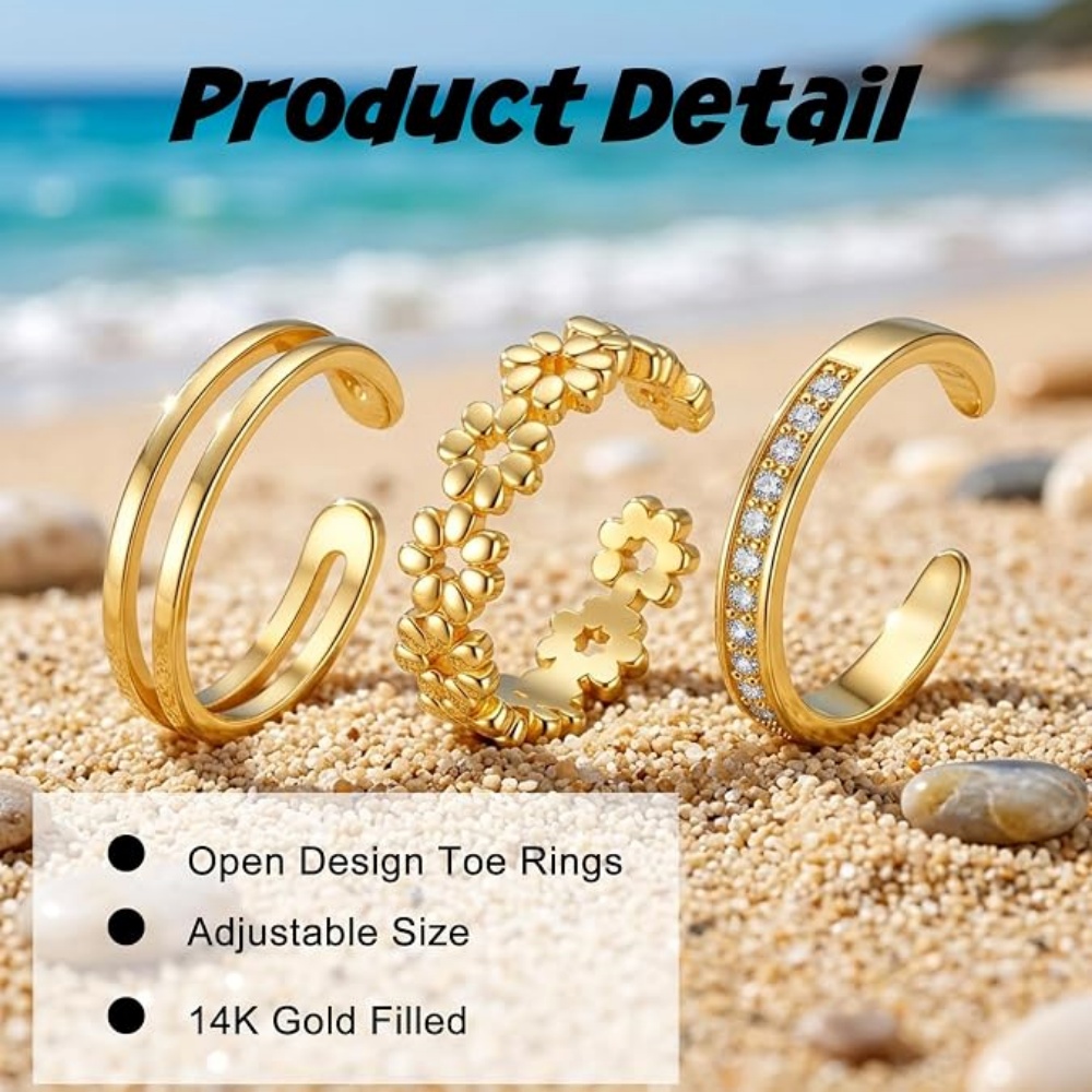 Набор из 3 золотых регулируемы – обзор и цена Women'S Fashion Rings Gold