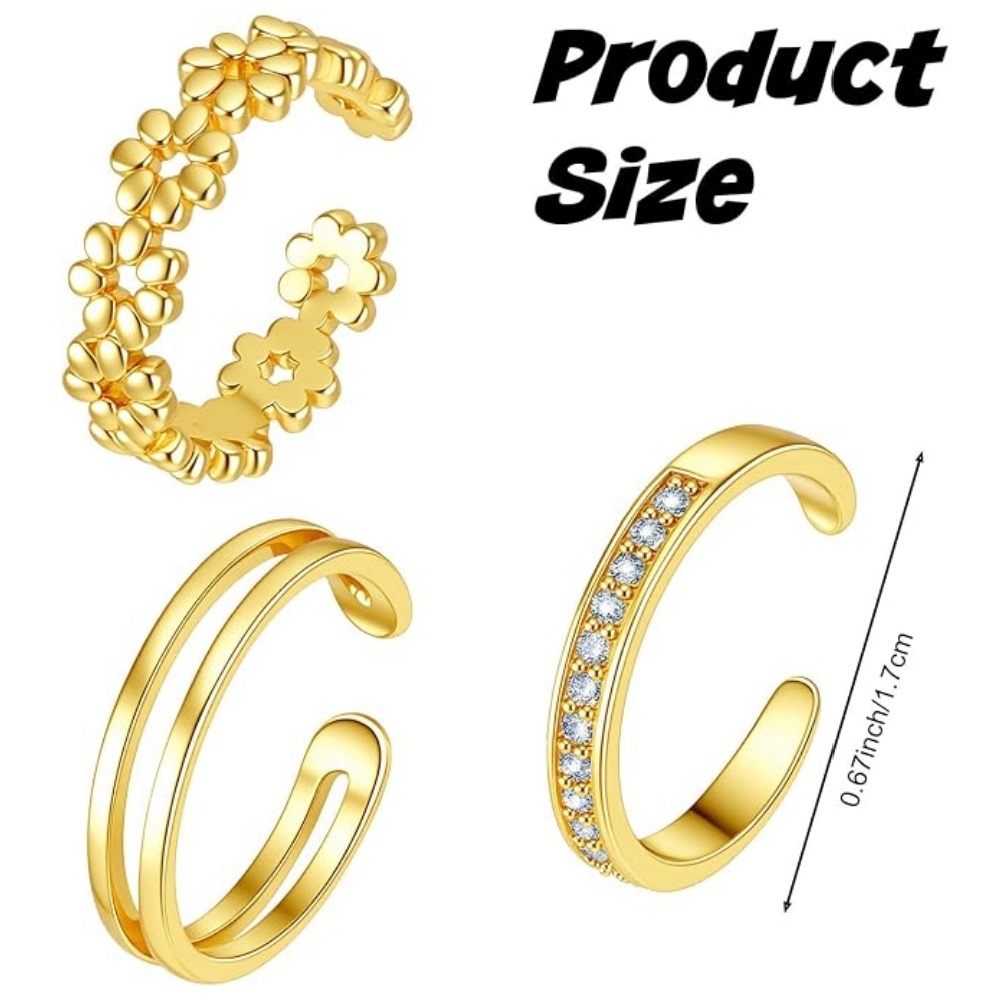 Набор из 3 золотых регулируемы – обзор и цена Women'S Fashion Rings Gold