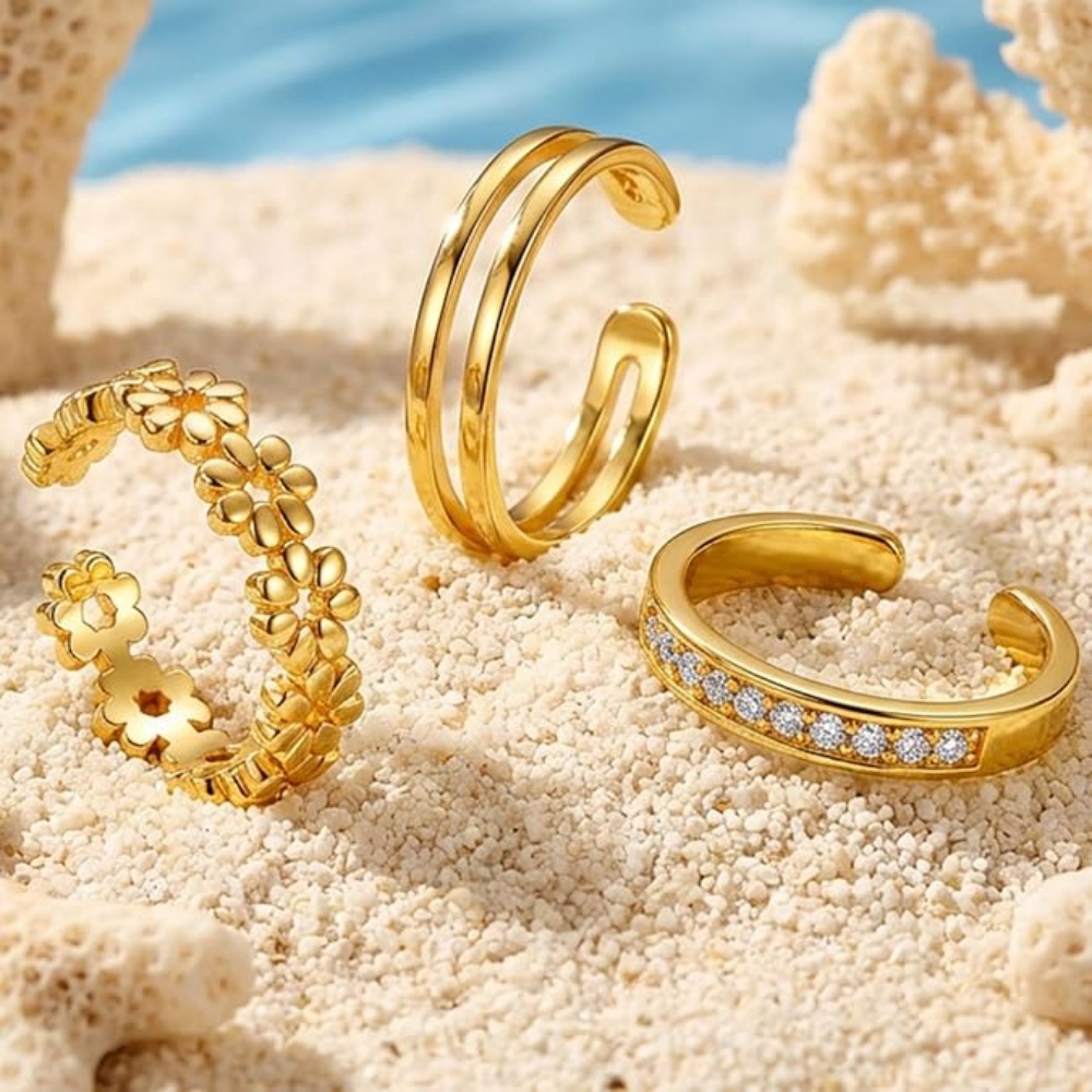 Набор из 3 золотых регулируемы – обзор и цена Women'S Fashion Rings Gold